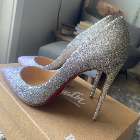 Christian Louboutin Pigalle Follies 100mm Glitter Mini Degrade - Drage Silver - Picture 3 of 15